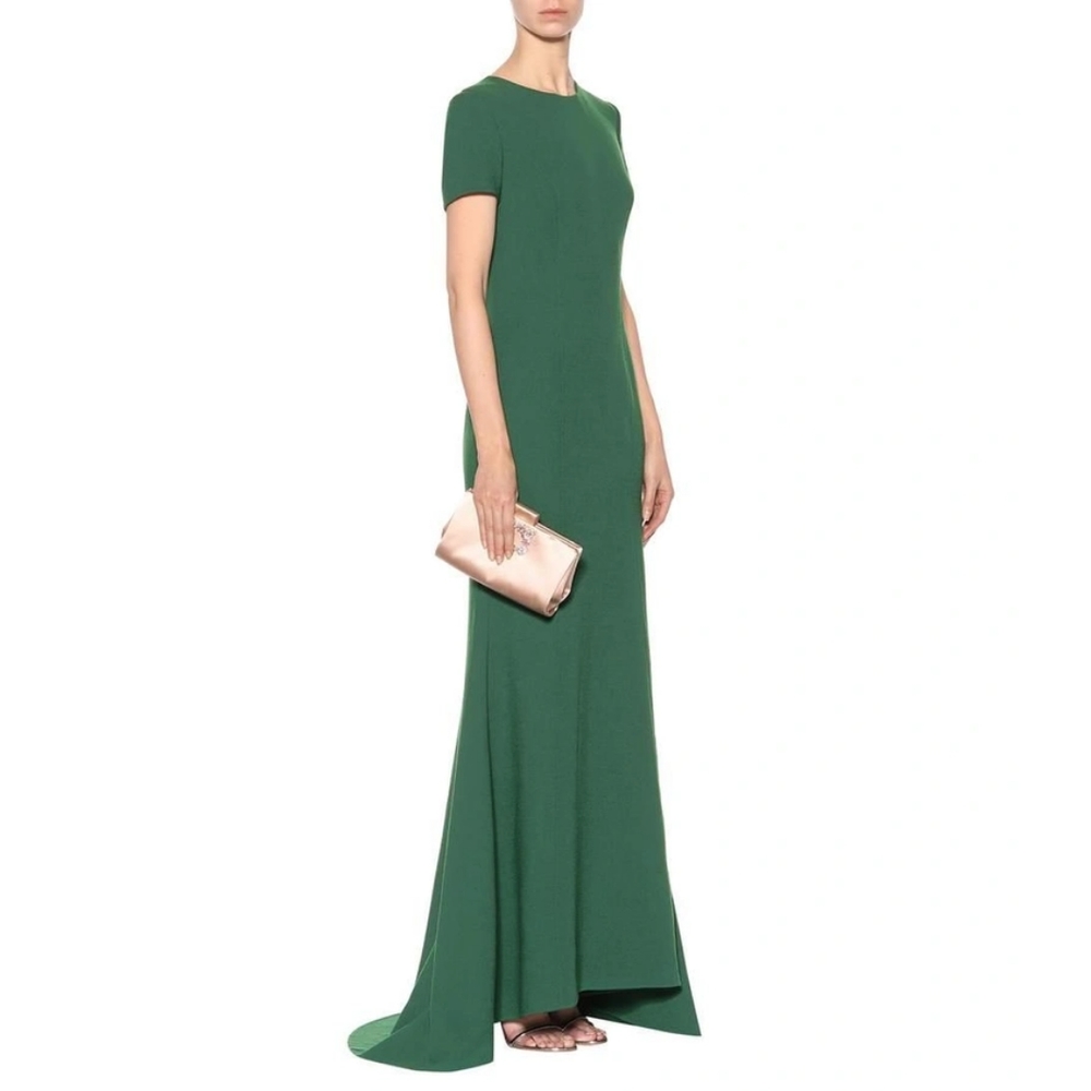 $3,690 NEW OSCAR DE LA RENTA HUNTER GREEN VIRGIN WOOL RUNWAY DRESS US 8